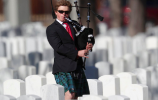 Teen Honors Veterans by Playing Bagpipes for Families on Memorial Day