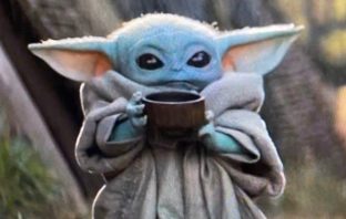 Sipping Tea Baby Yoda Is