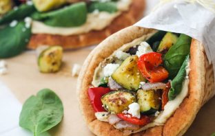 Roasted Zucchini and Hummus Pita Sandwiches Recipe
